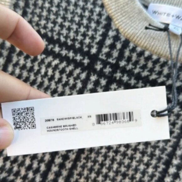 White + Warren Houndstooth Sweater in Black and Beige NWT - Picture 6 of 6